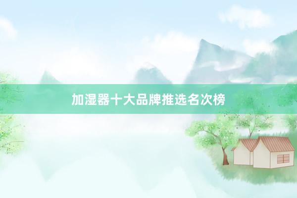 加湿器十大品牌推选名次榜